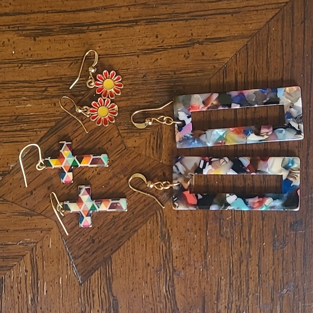 Set Of 3 Dangle Earrings